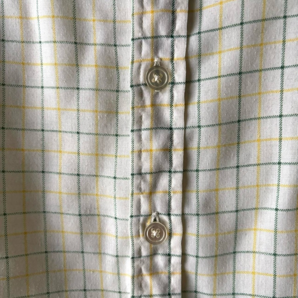 Vintage David Ferguson lightweight yellow & cream plaid checked button up shirt - Picture 6 of 8
